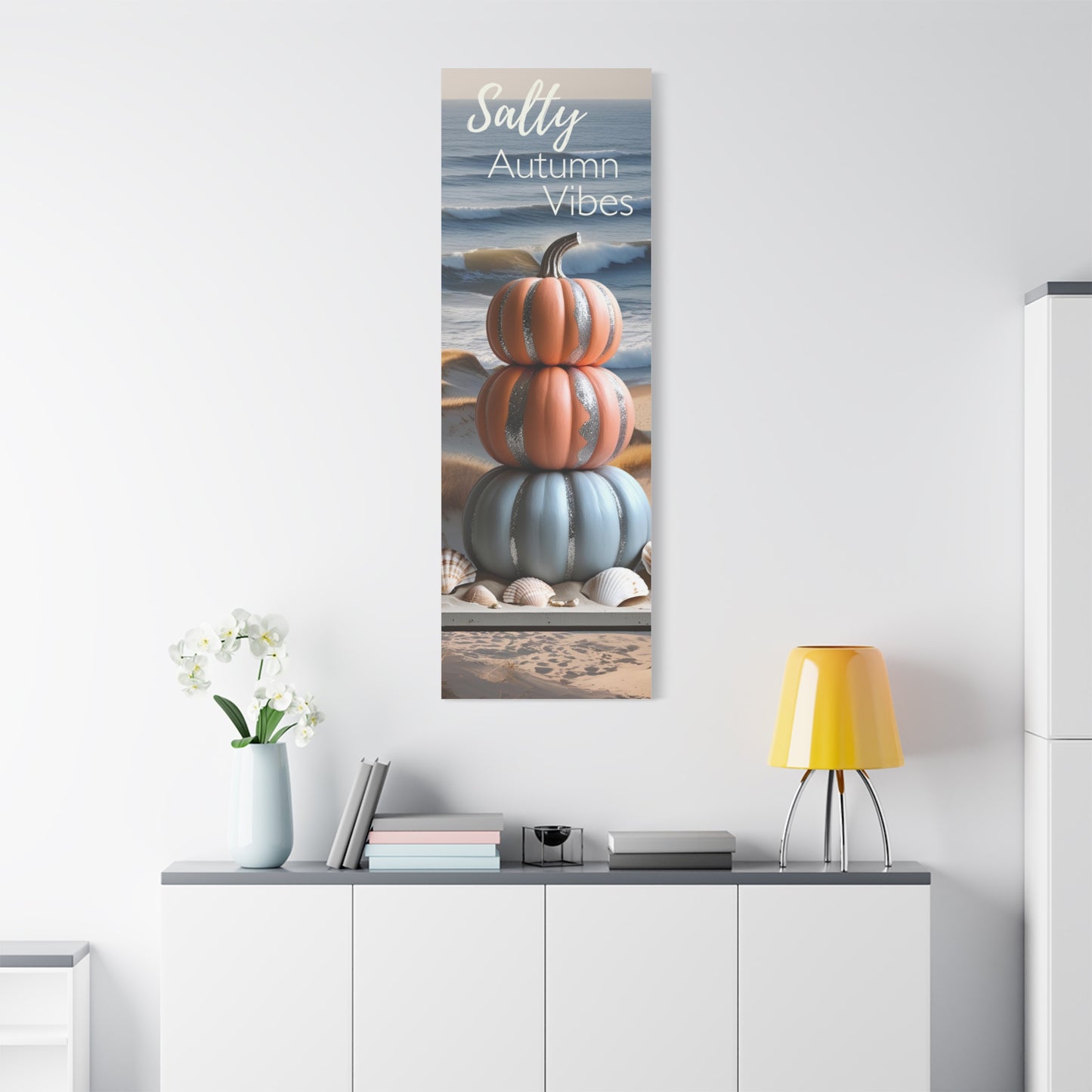 Salty Autumn Vibes Coastal Canvas Wall Art – Beach Fall Décor (12x36 & 20x60)