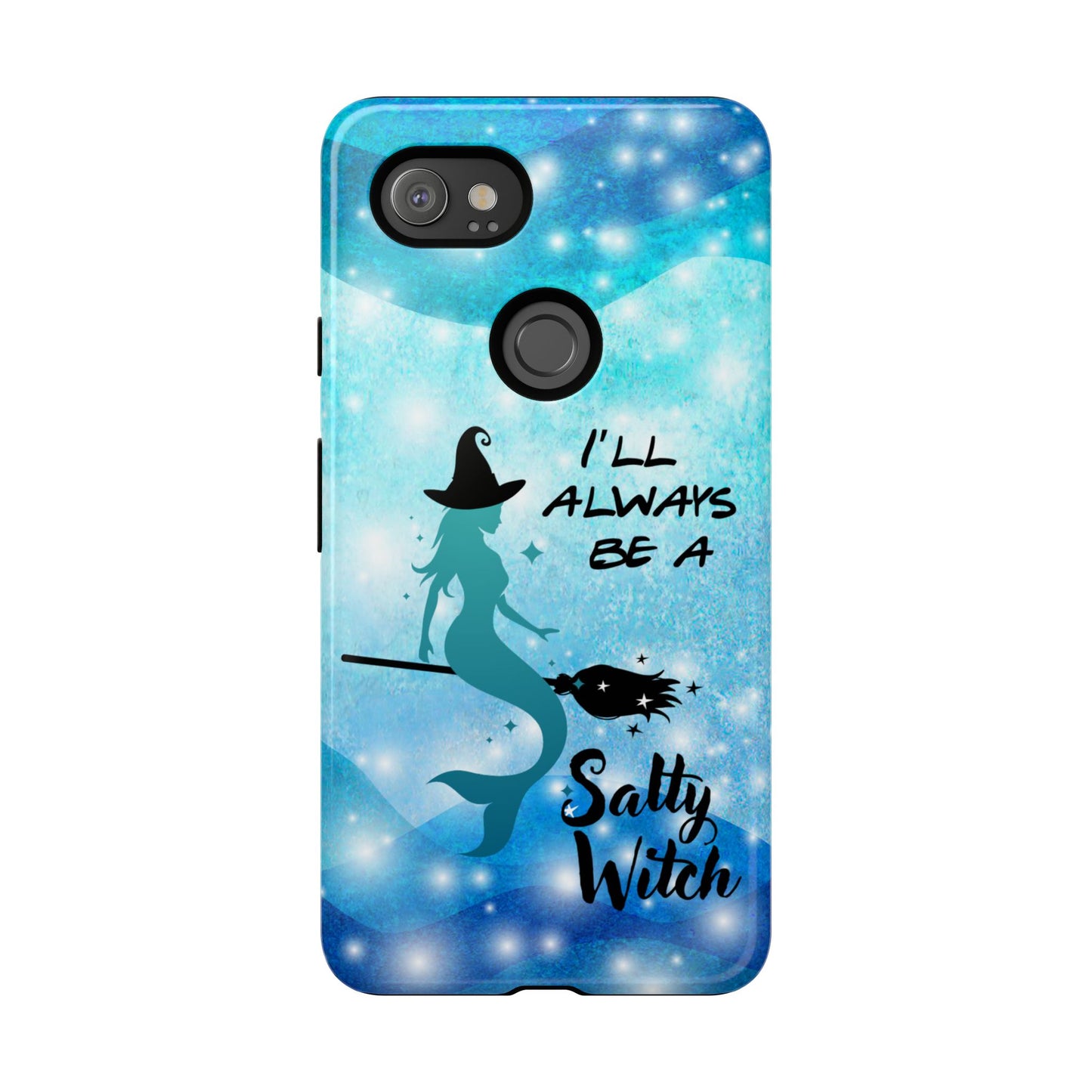 Protect your Google Pixel 3 with this Salty Witch Mermaid case. Dual layer, glossy finish, wireless charging ready. Fits many Pixel models.