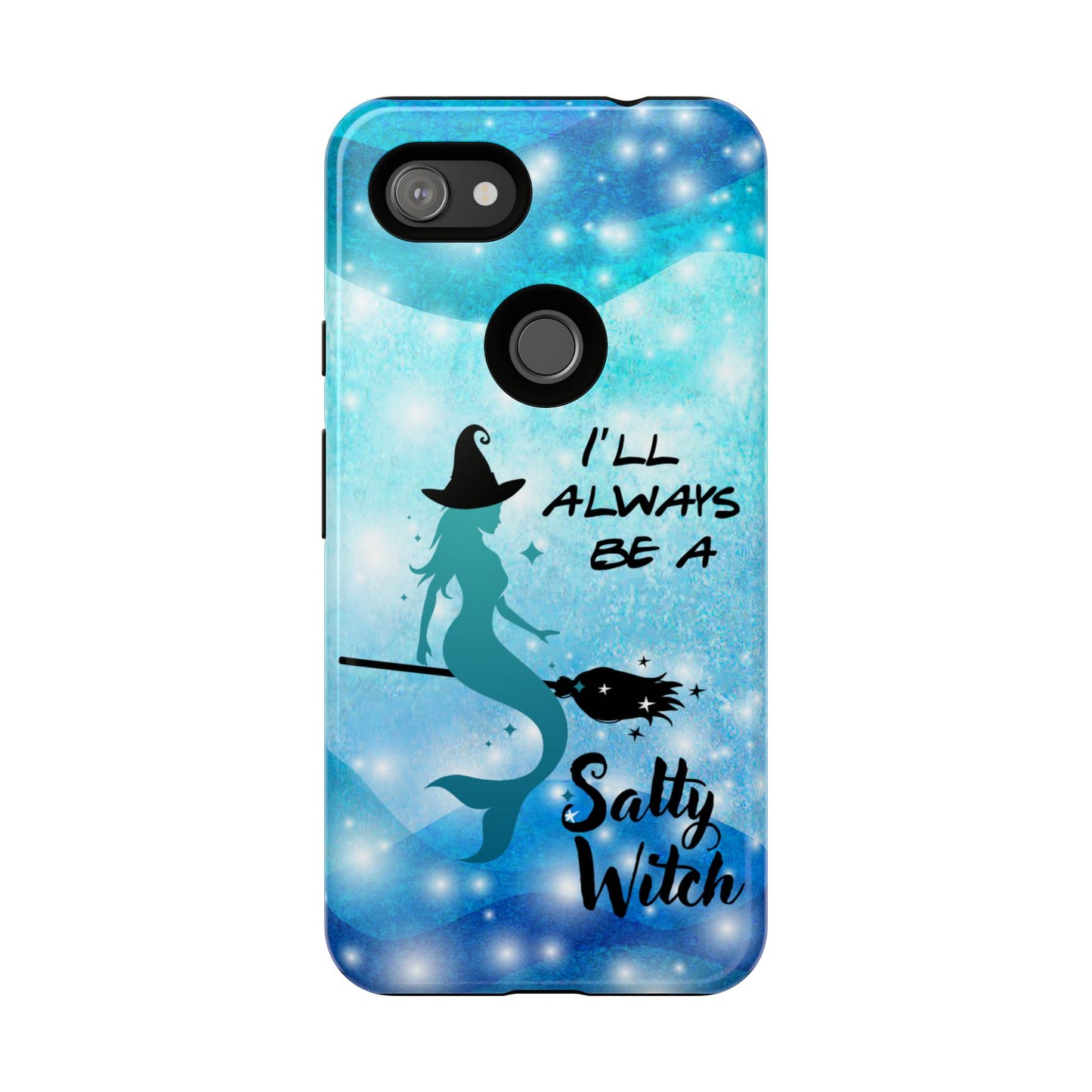 Protect your Google Pixel 2 with this Salty Witch Mermaid case. Dual layer, glossy finish, wireless charging ready. Fits many Pixel models.