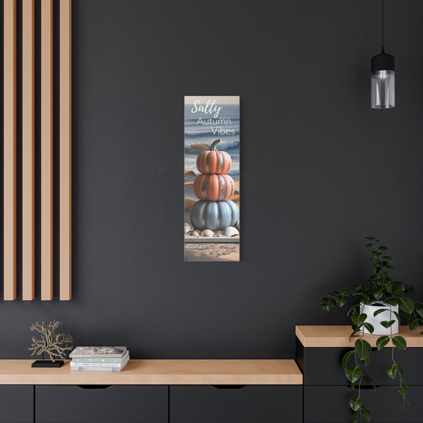 Salty Autumn Vibes Coastal Canvas Wall Art – Beach Fall Décor (12x36 & 20x60)