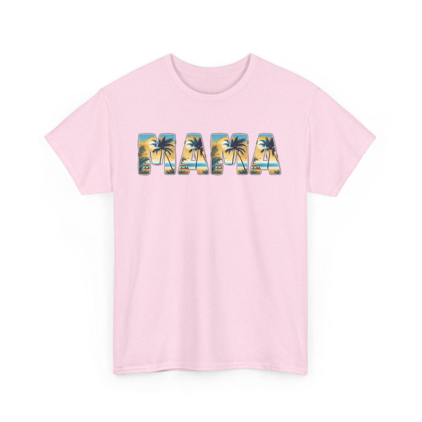 Custom mama shirt with vibrant sunset palm print