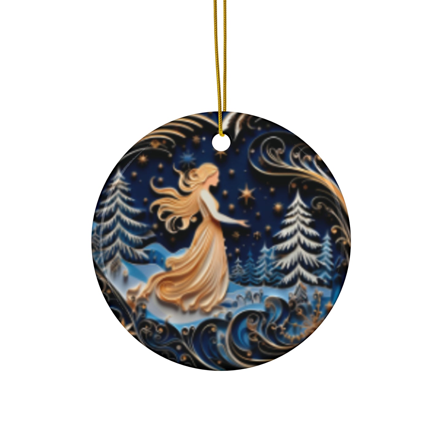 Christmas| Enchanting Winter Night Ceramic Ornament