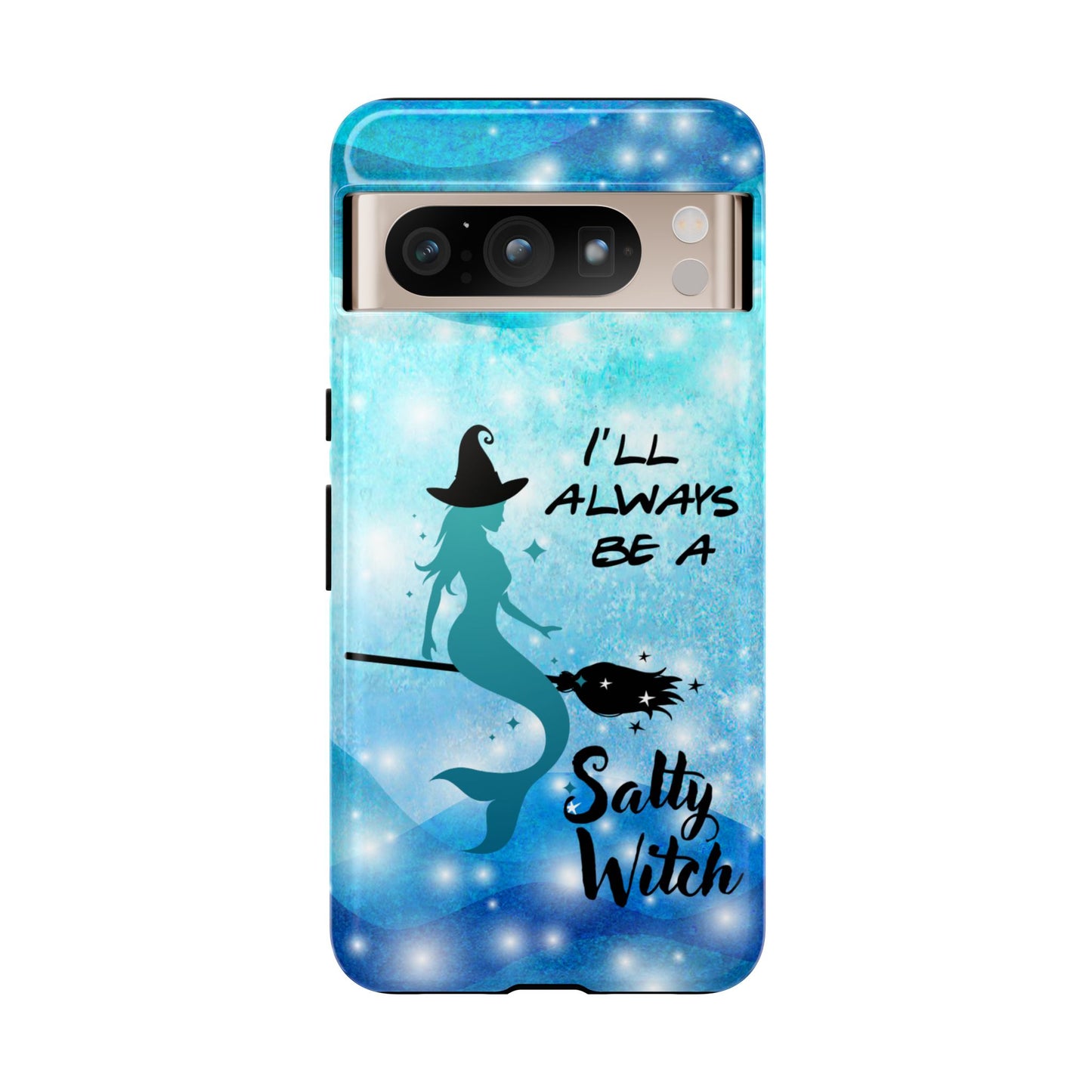 Protect your Google Pixel 8 with this Salty Witch Mermaid case. Dual layer, glossy finish, wireless charging ready. Fits many Pixel models.
