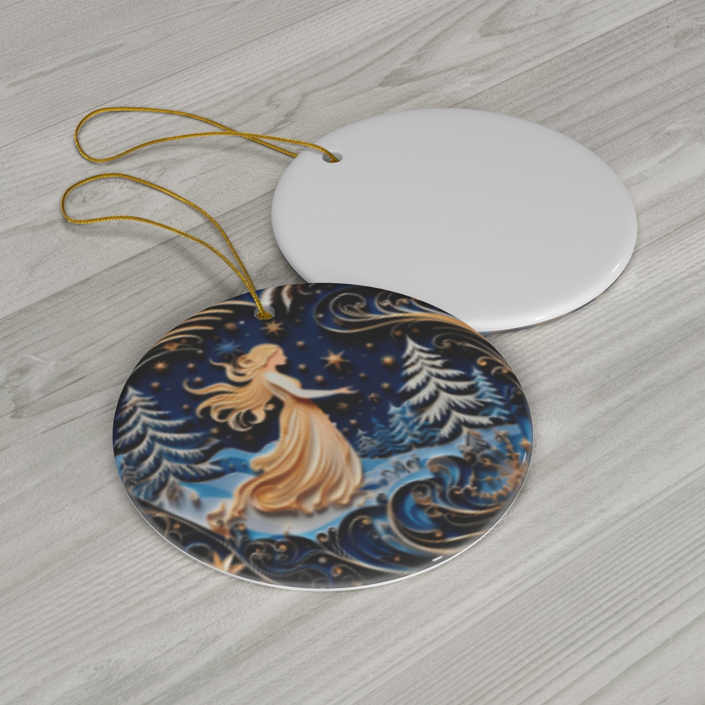 Christmas| Enchanting Winter Night Ceramic Ornament