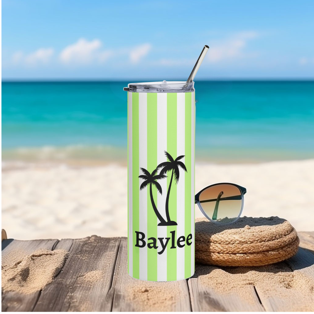 PALM TREE SKINNY TUMBLER, 20oz