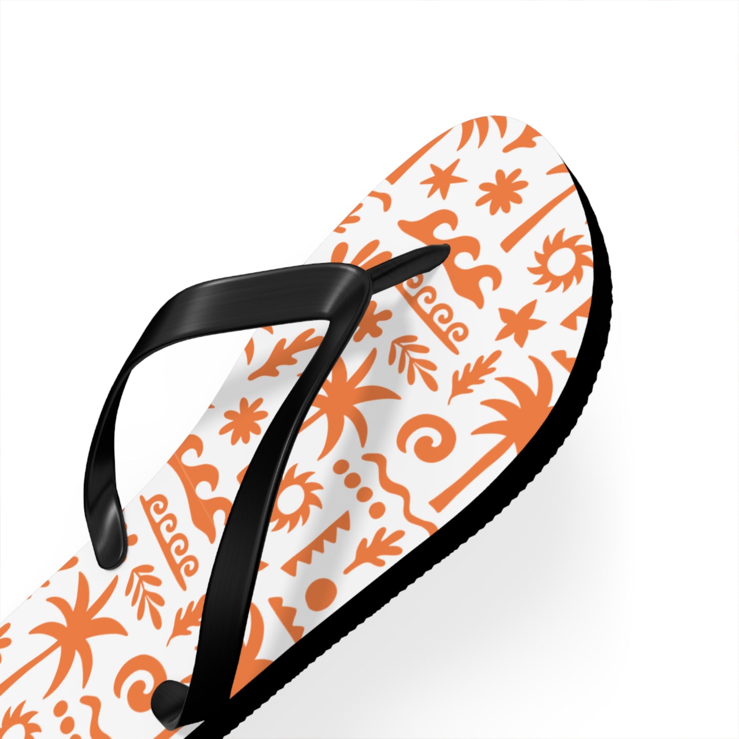 Flip-flop with orange pattern on a white background