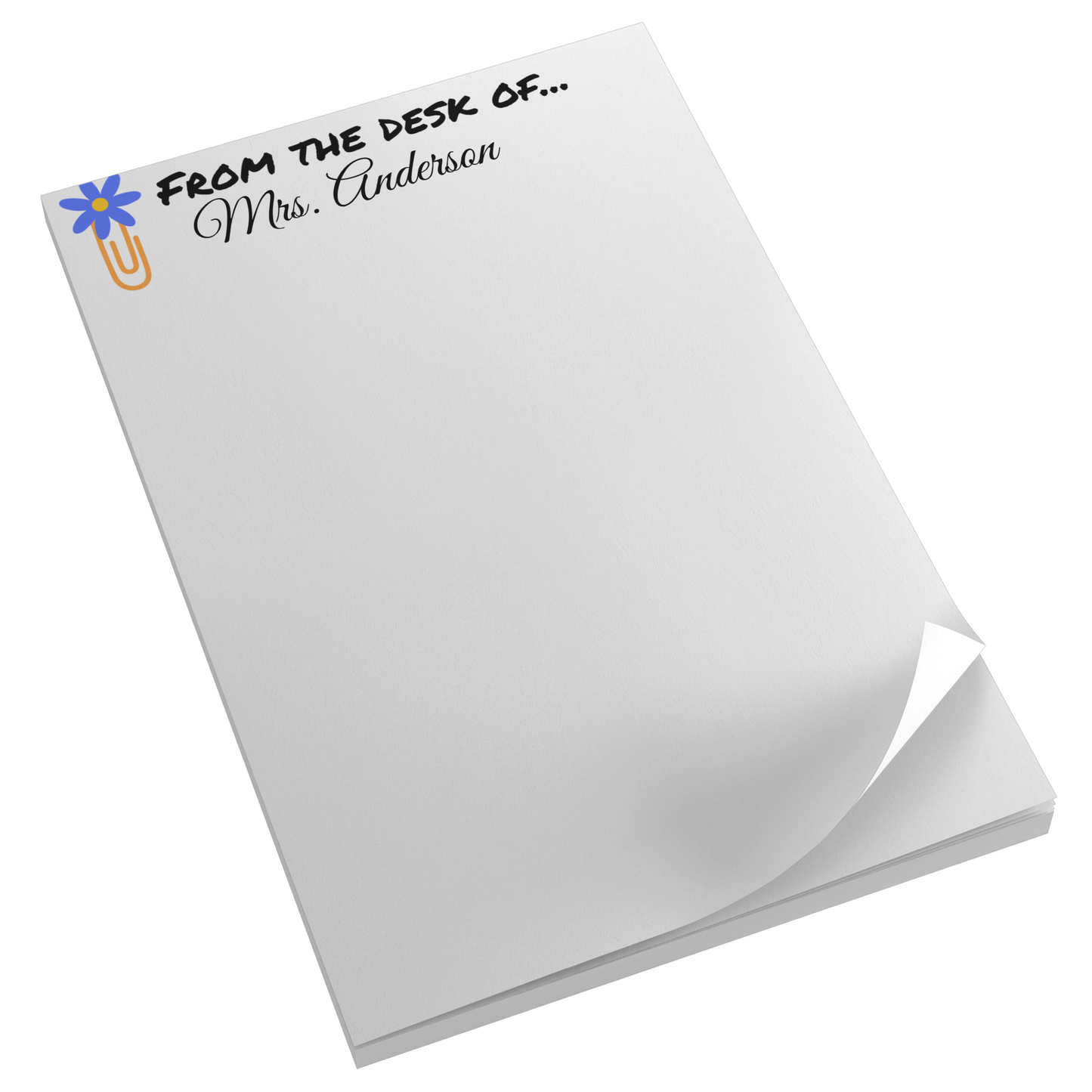 Personalized desk pad for teacher appreciation gift flowered paper clip variant
