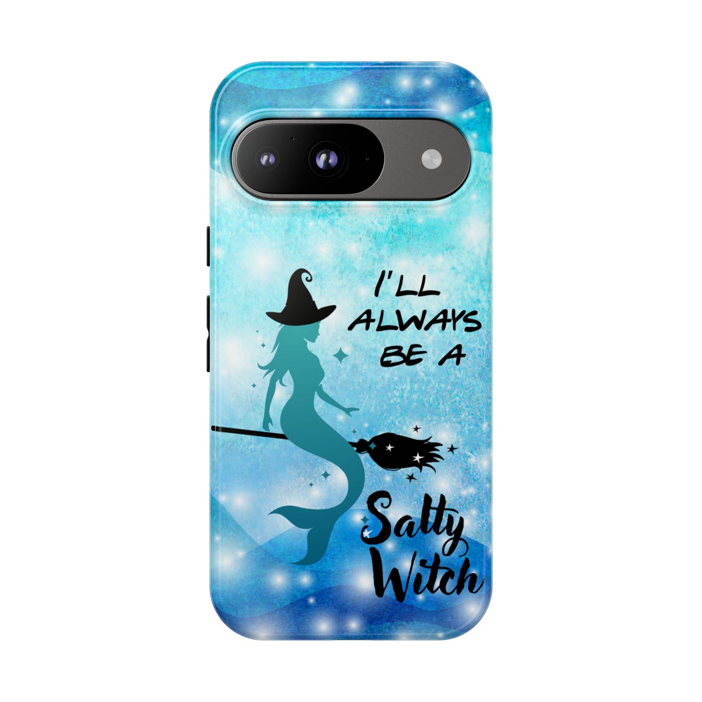 Protect your Google Pixel 9 with this Salty Witch Mermaid case. Dual layer, glossy finish, wireless charging ready. Fits many Pixel models.
