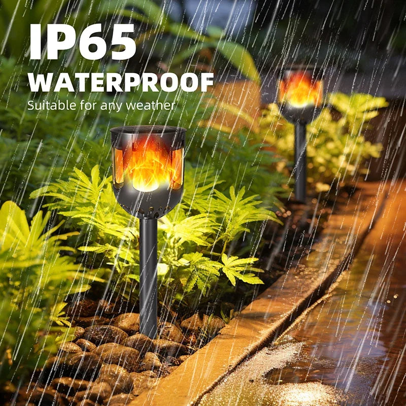 Solar Torch Light with Flickering Flame, Solar Lights Outdoor Garden Waterproof Dancing Flames Lights, Flickering Flames Garden