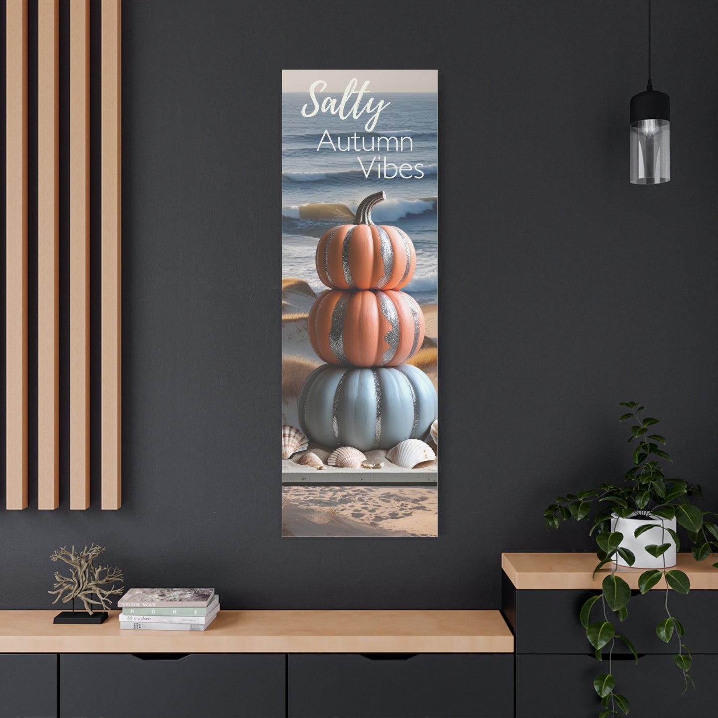 Salty Autumn Vibes Coastal Canvas Wall Art – Beach Fall Décor (12x36 & 20x60)
