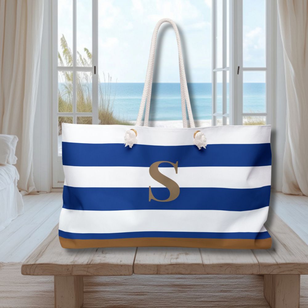 PERSONALIZED BLUE BEACH BAG