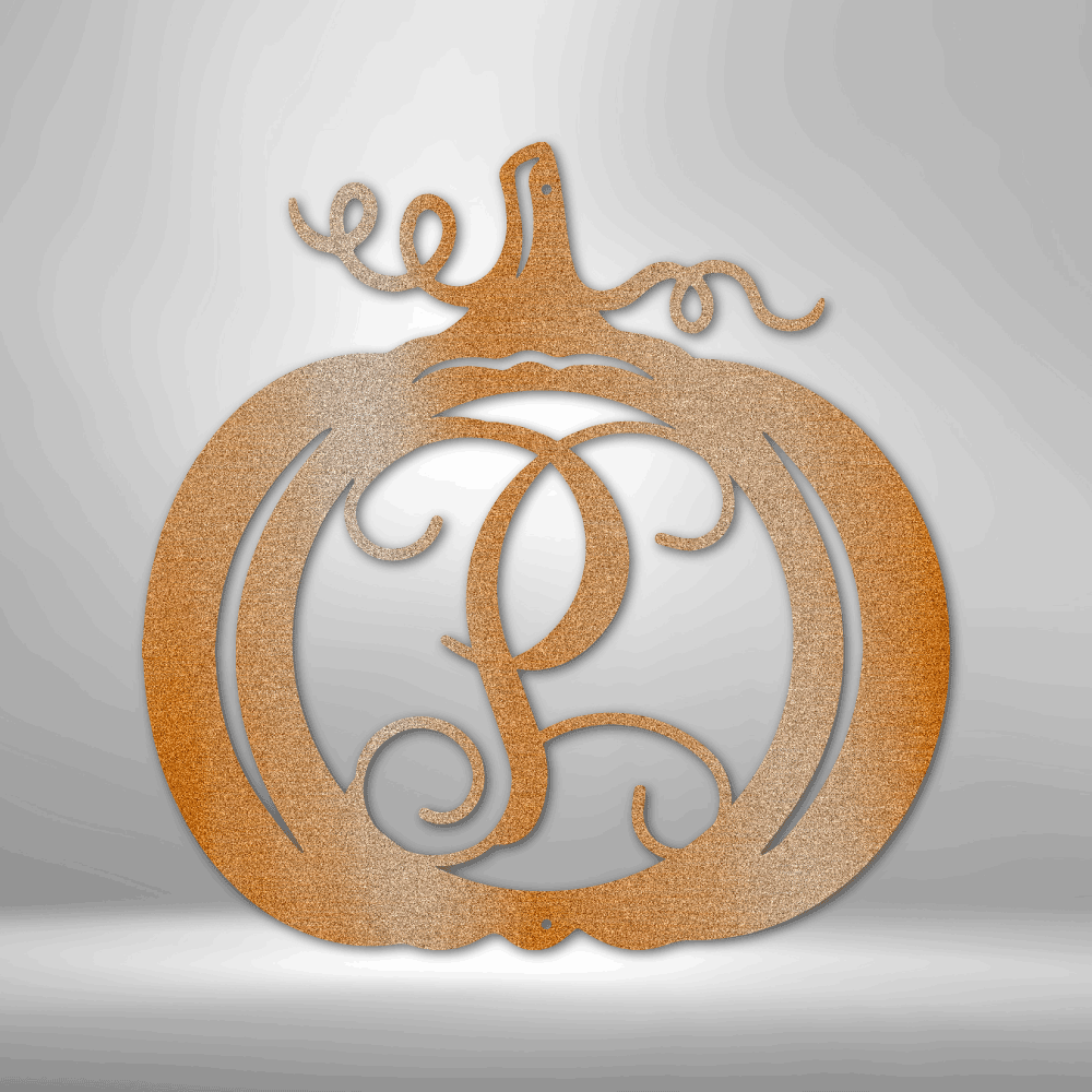 Custom fall décor pumpkin wall art with family initial