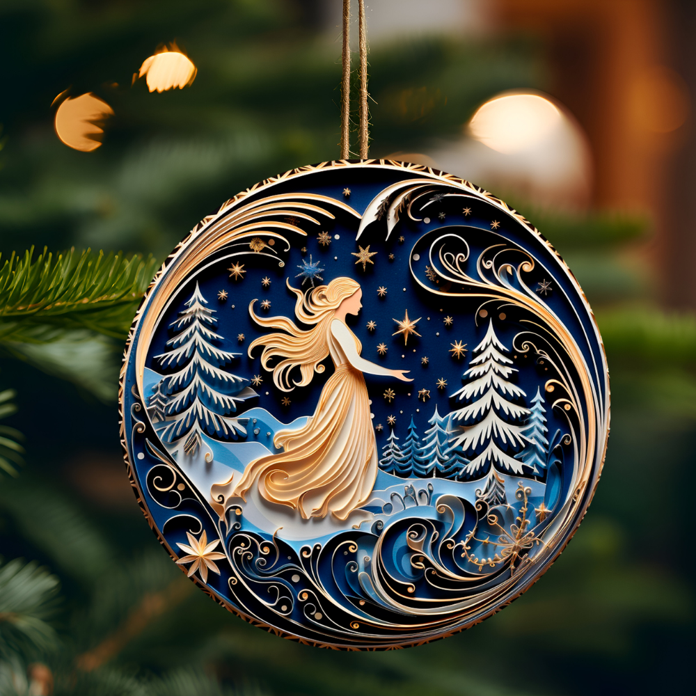 Christmas| Enchanting Winter Night Ceramic Ornament