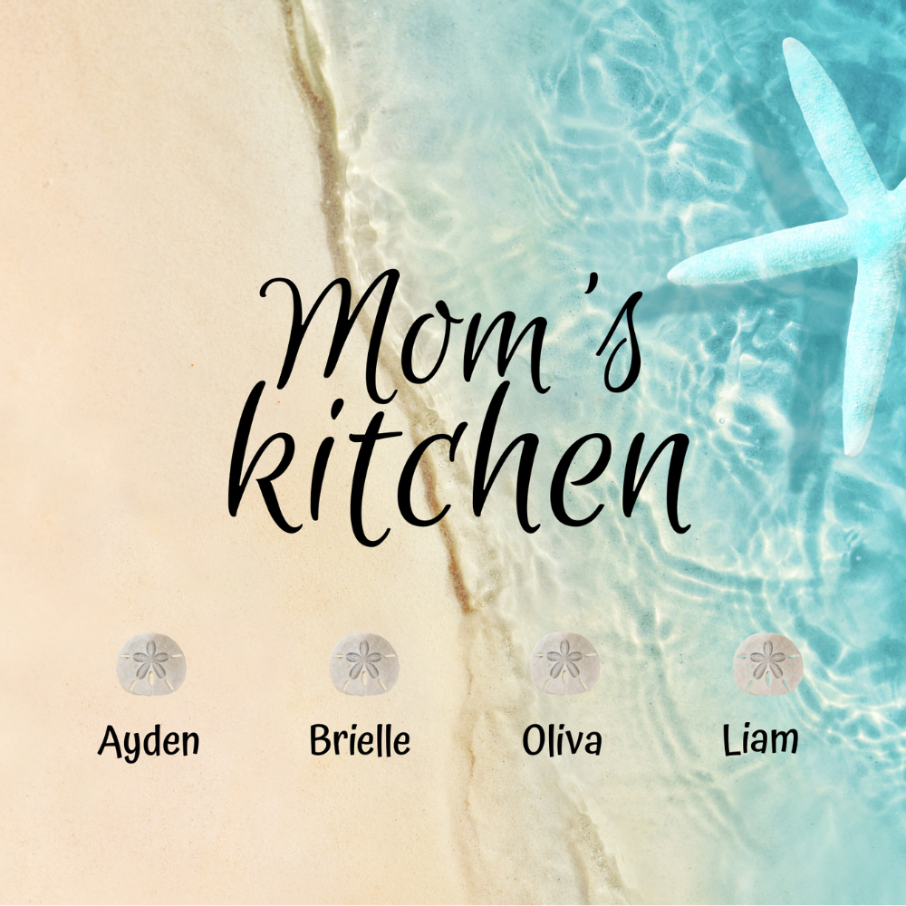 Personalized Beach-Themed Tempered Glass Cutting Board – “Mom’s Kitchen”