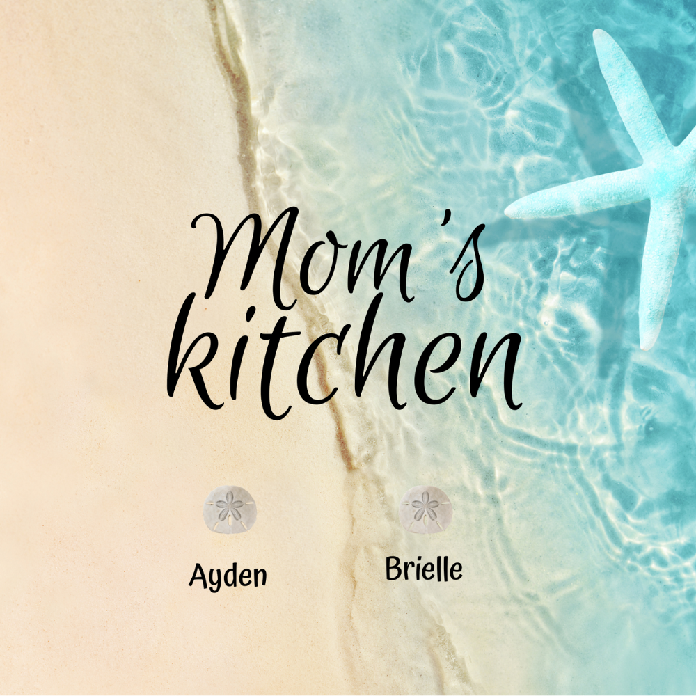 Personalized Beach-Themed Tempered Glass Cutting Board – “Mom’s Kitchen”
