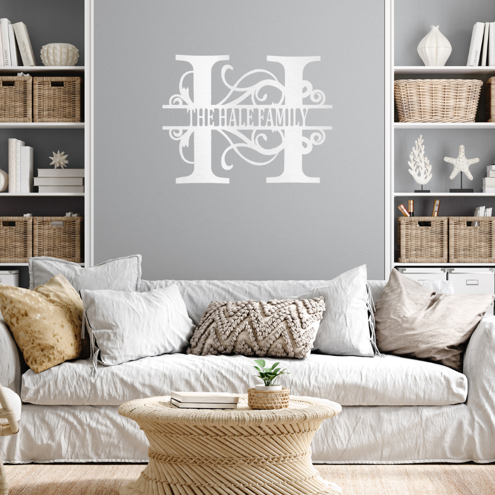 Personalized Metal Monogram Sign | Custom Family Name Wall Art | Indoor & Outdoor Metal Decor in Black, White, Gold, Silver, Copper