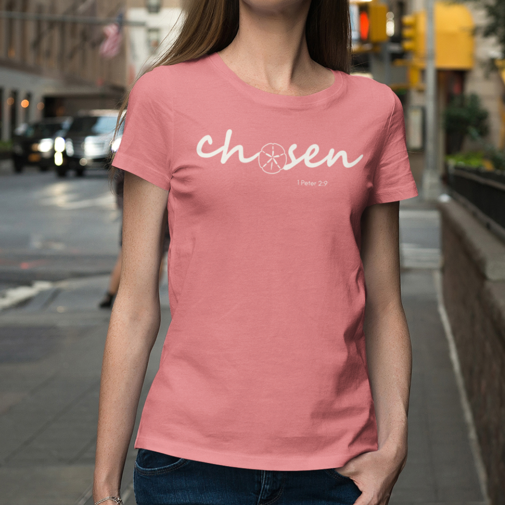 Chosen Sand Dollar Christian T-Shirt | Coastal Bible Verse Tee