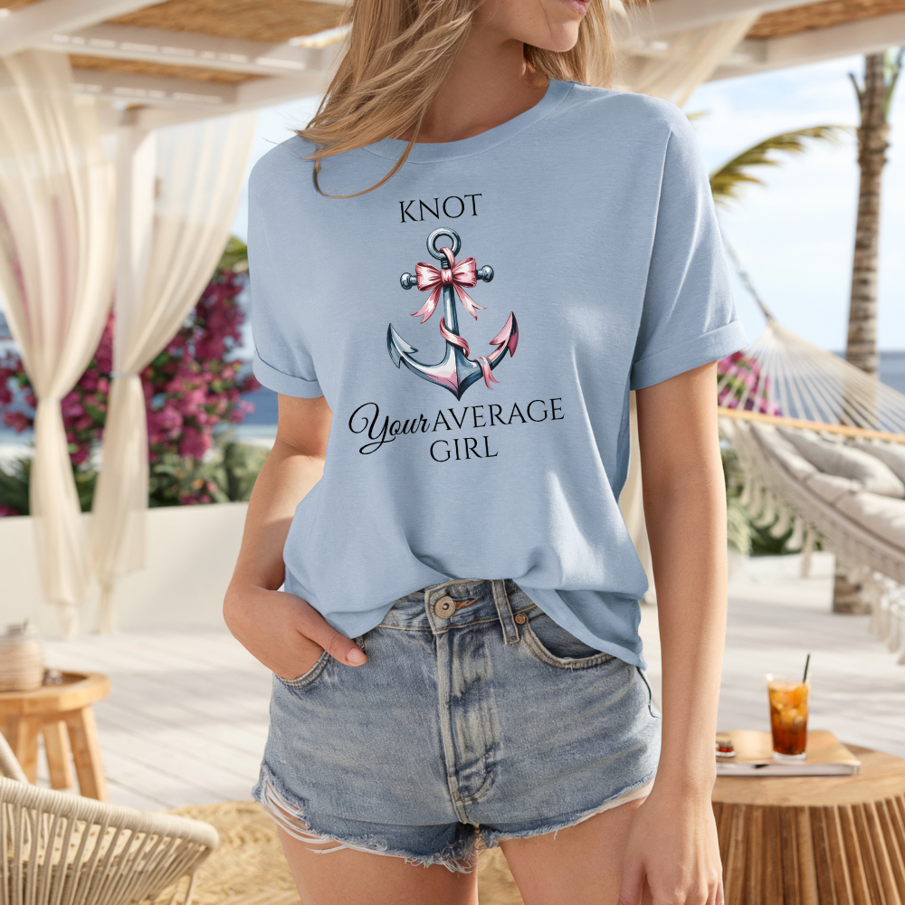 Nautical Anchor with Pink Bow T-Shirt – Coastal Style