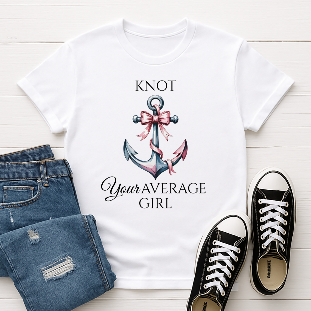 Nautical Anchor with Pink Bow T-Shirt – Coastal Style
