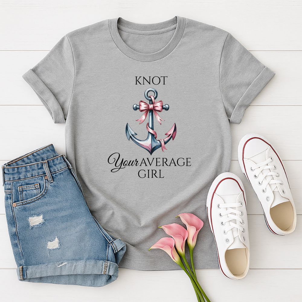 Nautical Anchor with Pink Bow T-Shirt – Coastal Style