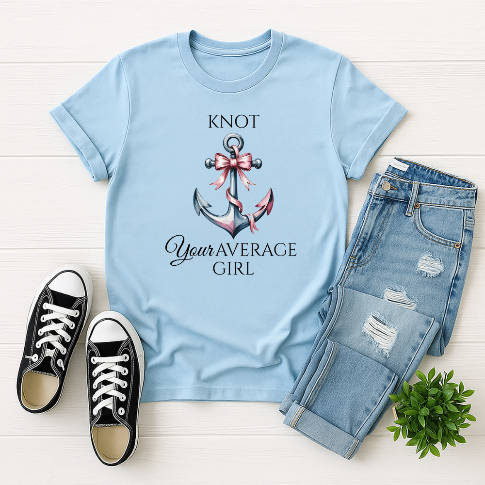 Nautical Anchor with Pink Bow T-Shirt – Coastal Style