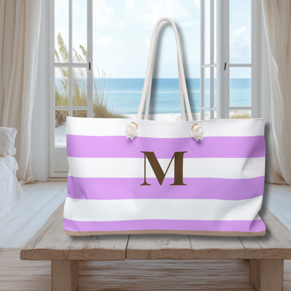PERSONALIZED LILAC BEACH BAG
