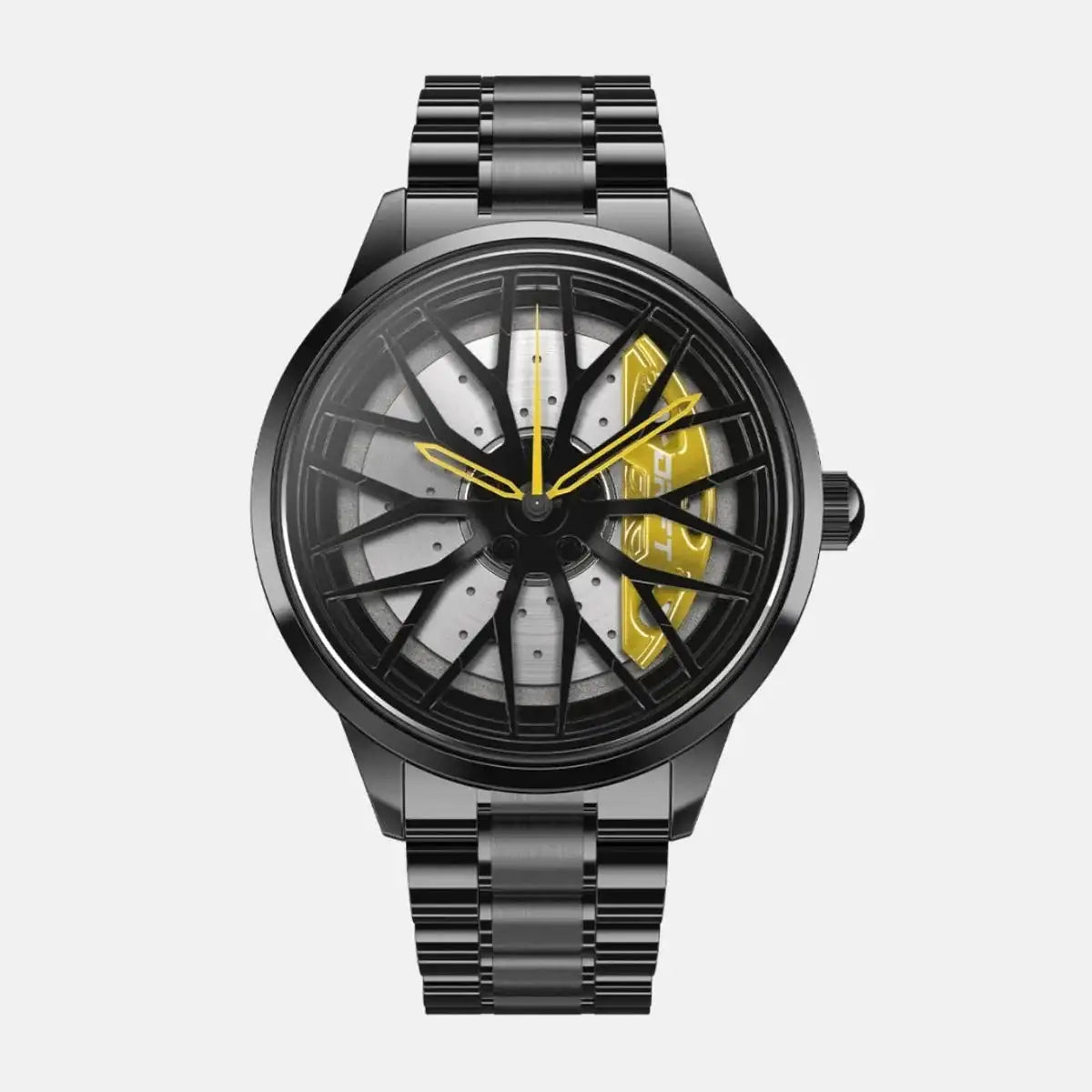 High-Performance Men’s Watch with Car Wheel Dial and Yellow Hands