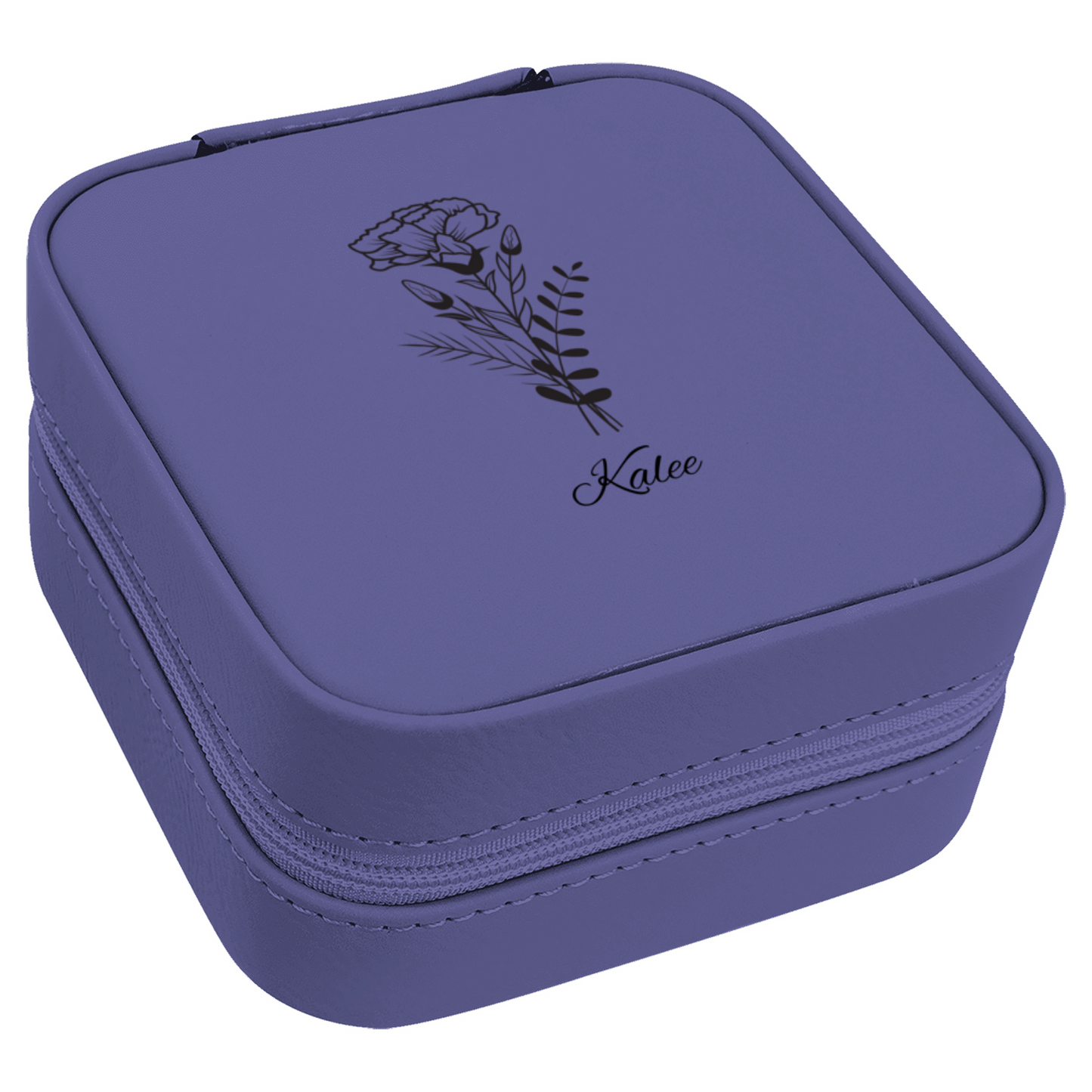 Travel purple jewelry case with custom name Kalee