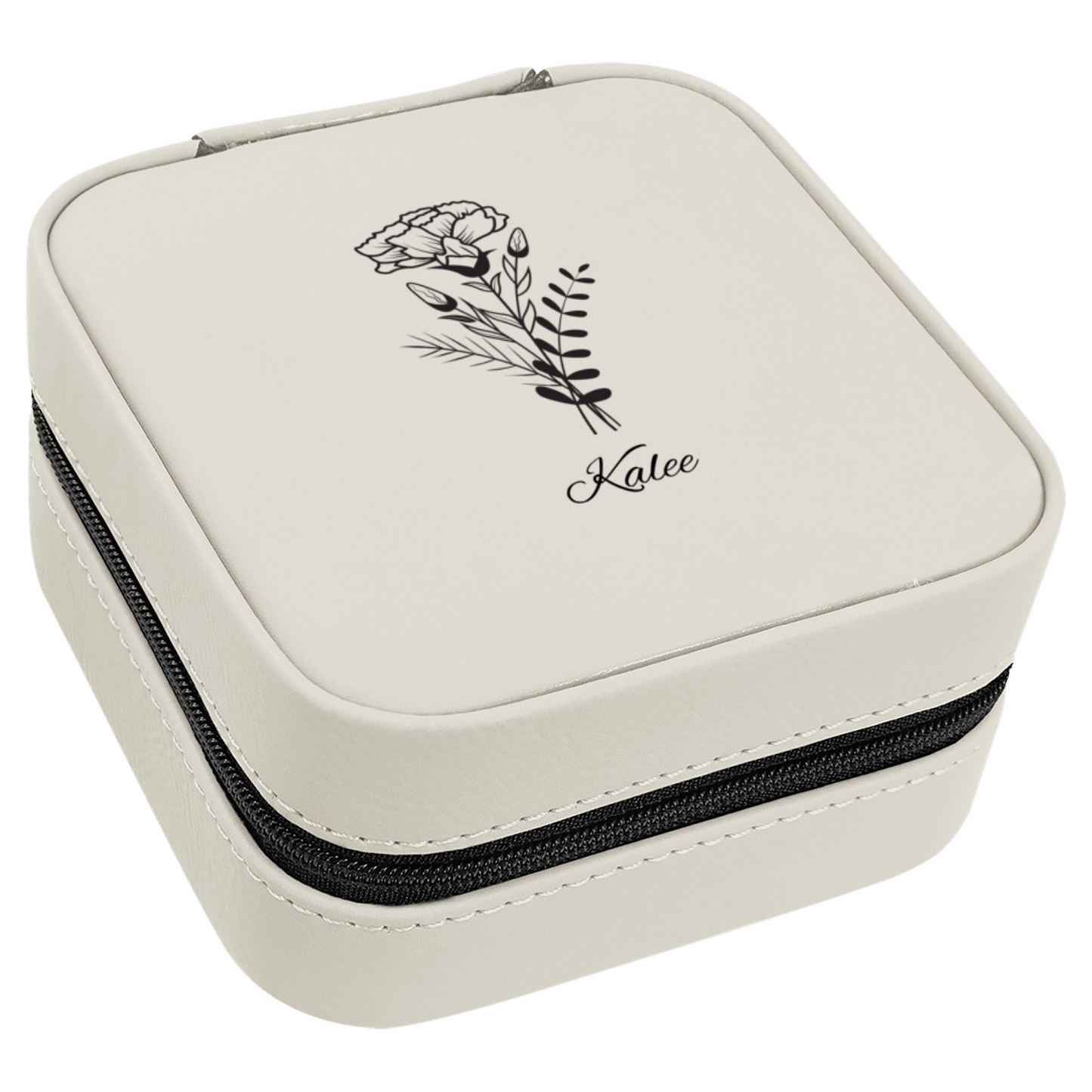 Compact white jewelry organizer with floral print