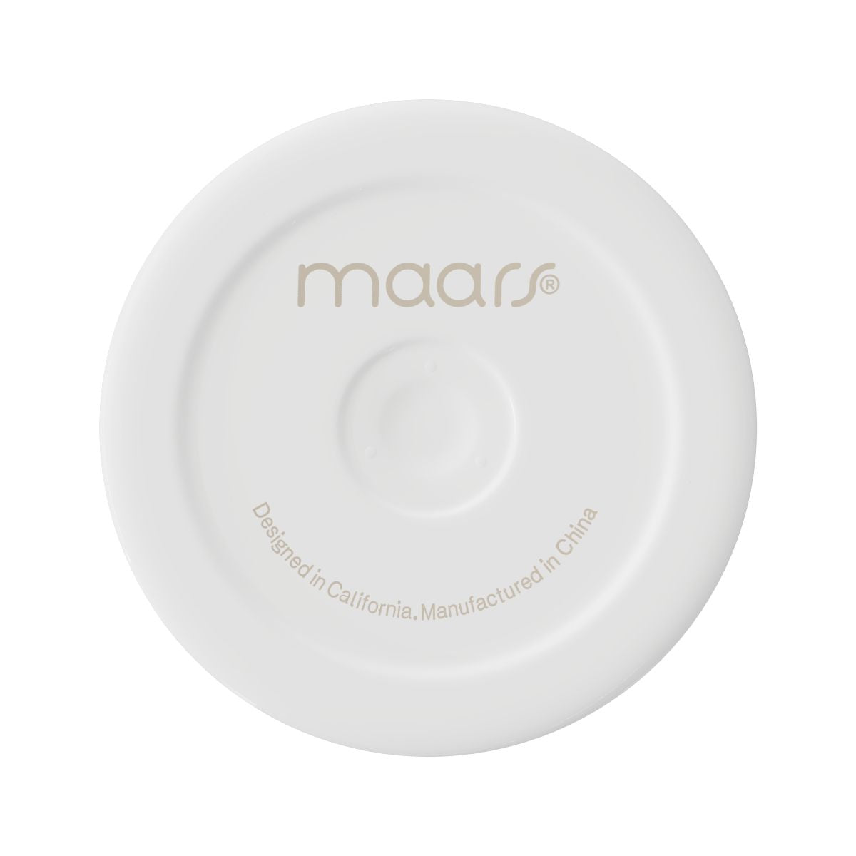 White disc with 'maars' branding on a white background