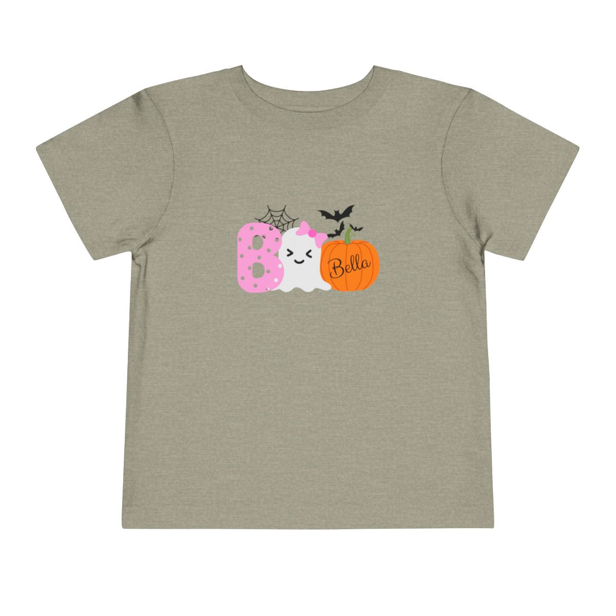 Children's t-shirt with Halloween-themed design on a beige background