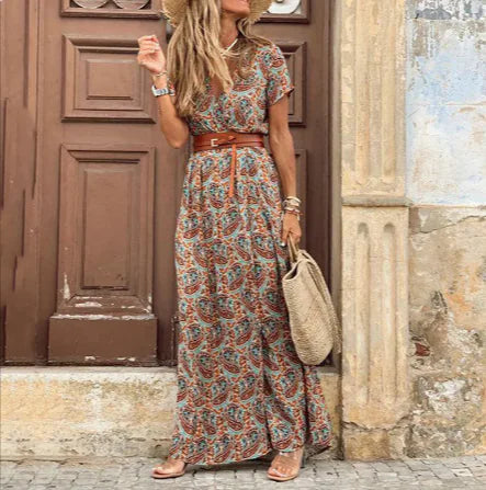 Lightweight mid-waist maxi dress for vacations and festivals