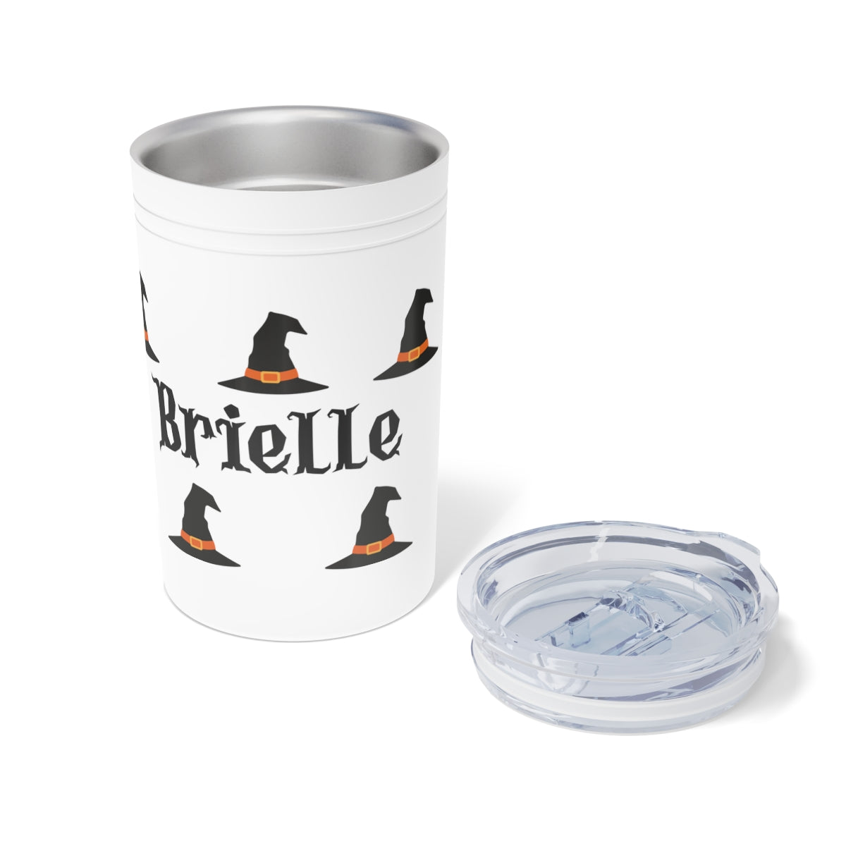 White tumbler with Halloween-themed design and name 'Brielle' on a white background