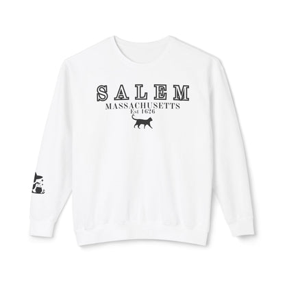 Salem, Massachusetts Est. 1629 Halloween Sweatshirt - Custom Design with Witch & Black Cat