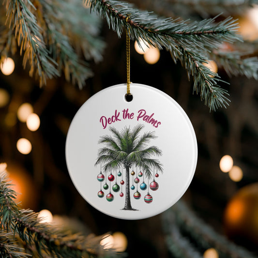 Round Christmas ornament with a dog illustration and 'Jasper' text, hanging on a tree.