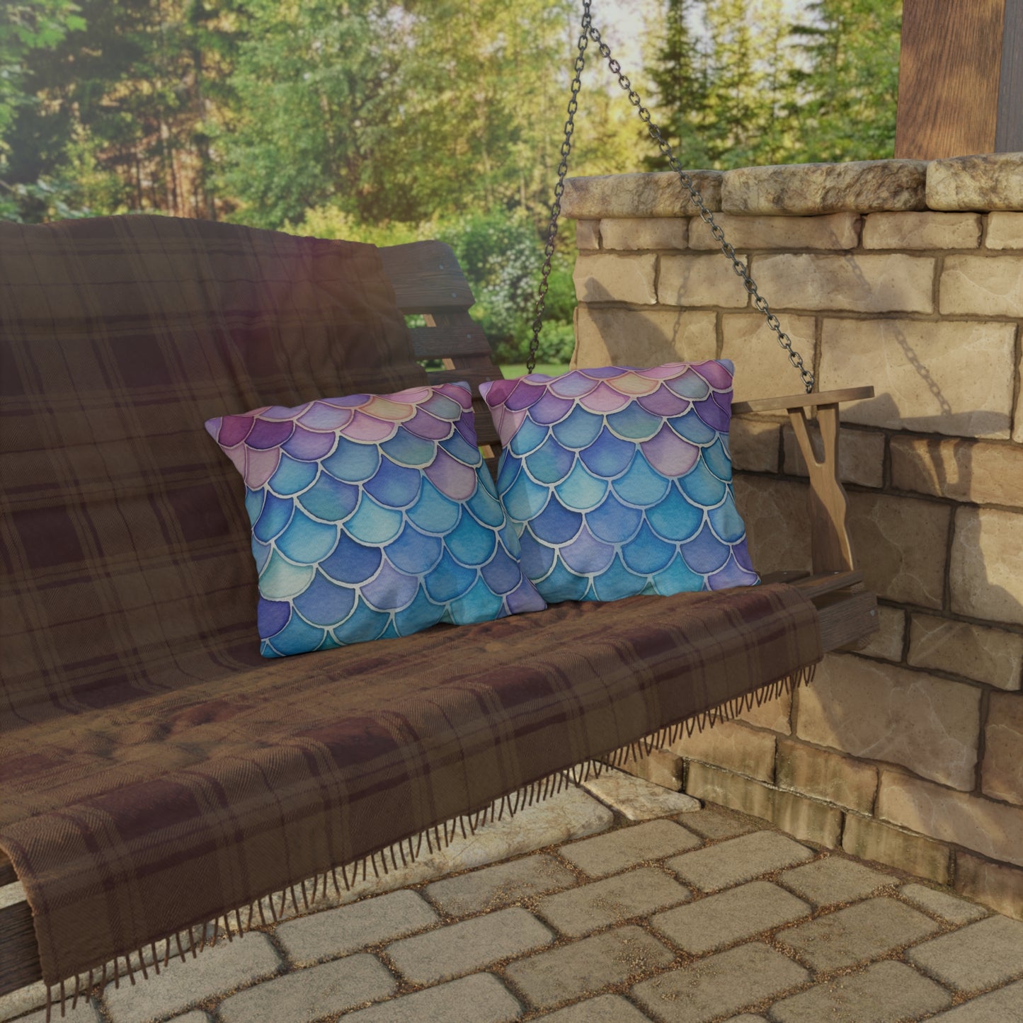 OUTDOOR PILLOWS:  MERMAID TAIL PATTERN
