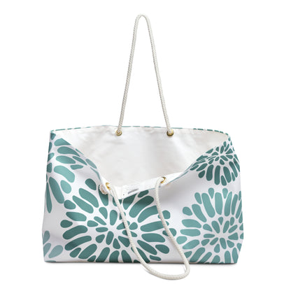 Seafoam Floral Burst Beach Bag – Oversized Weekender Tote