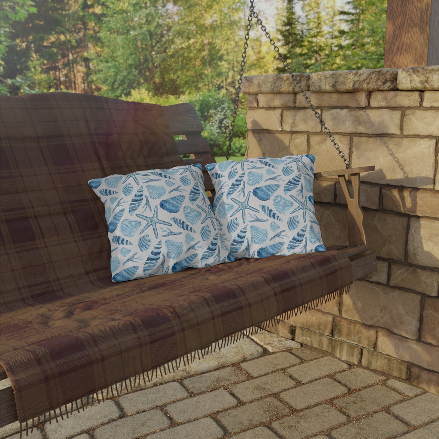 OUTDOOR PILLOWS:  SEA SHELL PATTERN