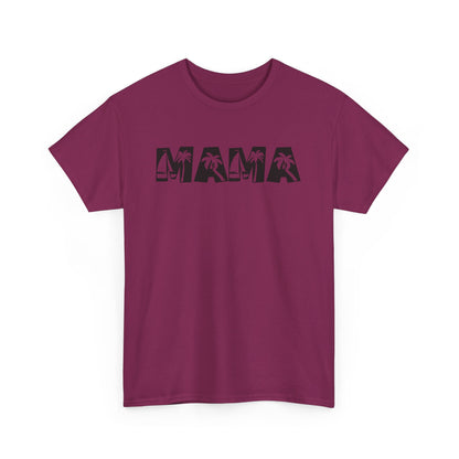 Ethically made mom shirt with island-inspired design berry color  variant