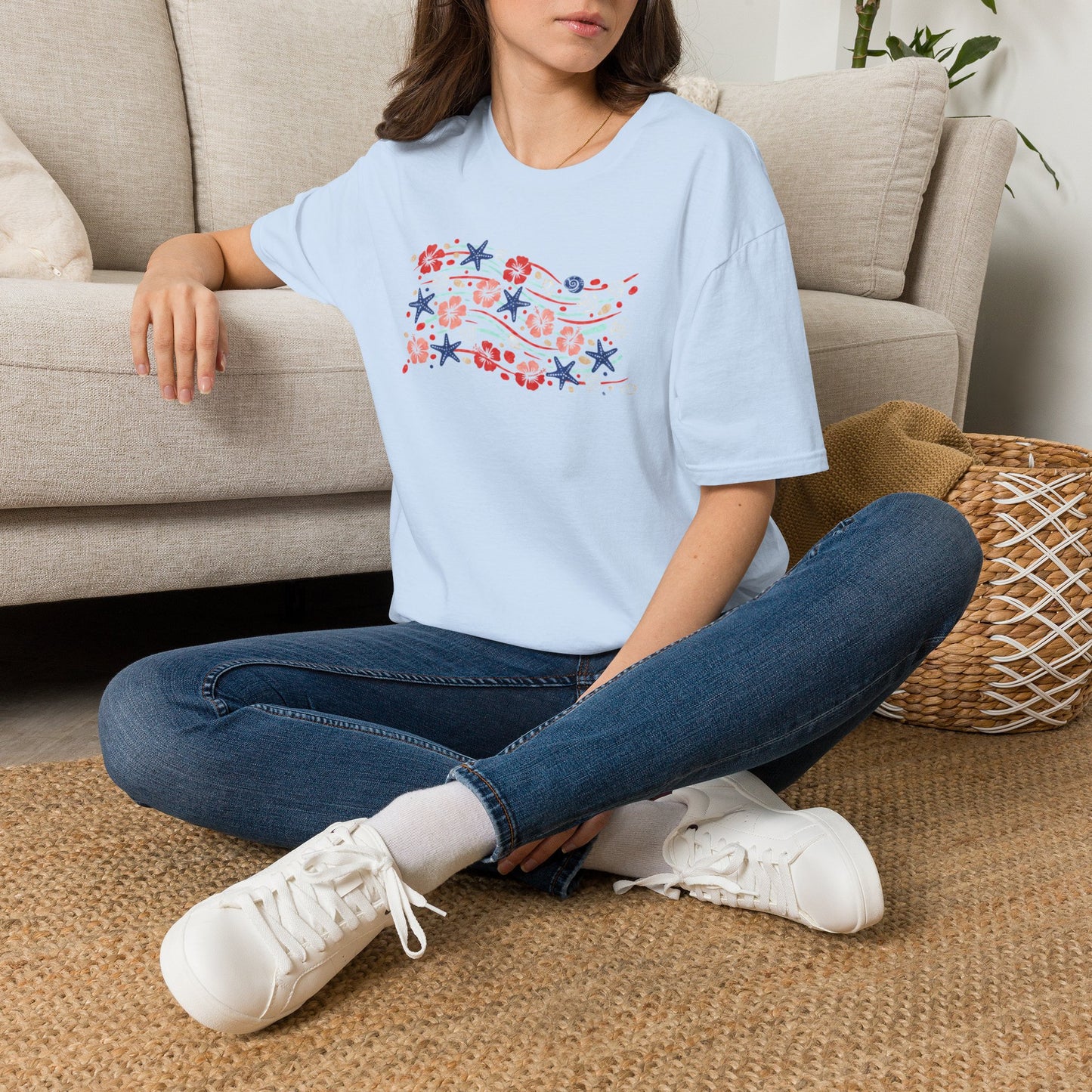 HIBISCUS, STARS & SHELLS TEE