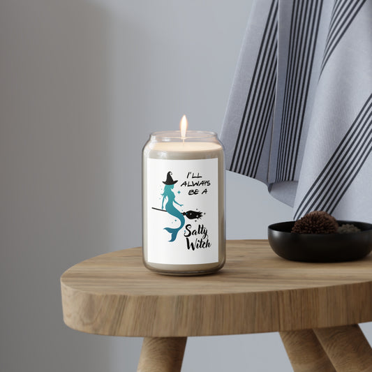 Salty Witch Mermaid Halloween Scented Candle – Soy Wax, Coastal Gothic Vibes, 70+ Hour Burn
