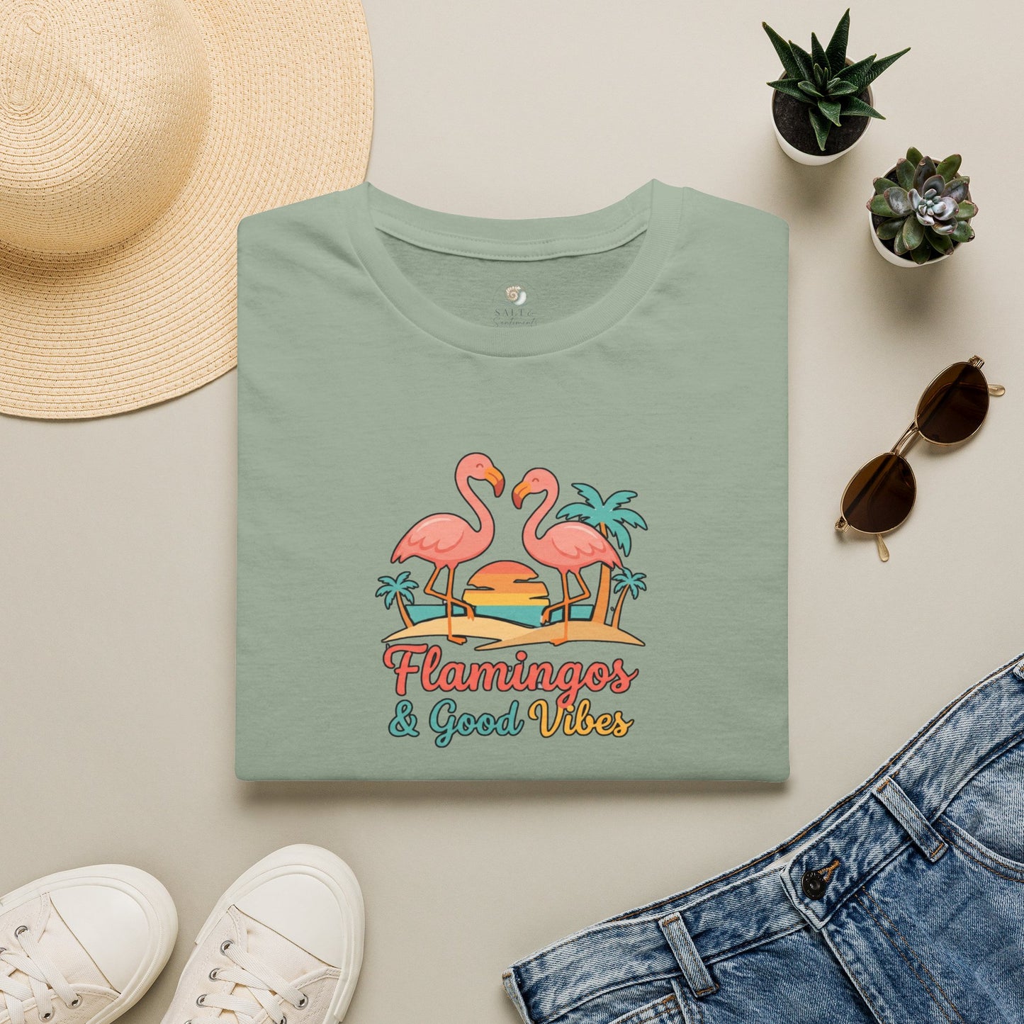 FLAMINGOS & GOOD VIBES TEE