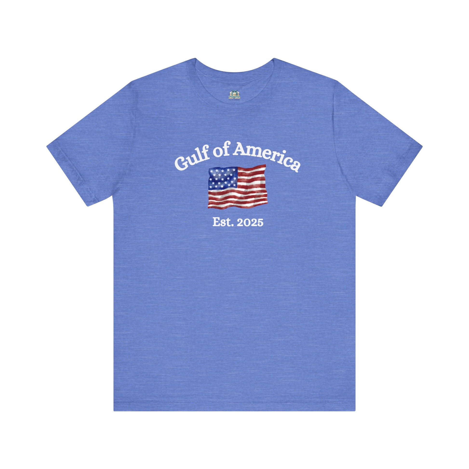 Classic fit blue t-shirt featuring American spirit artwork