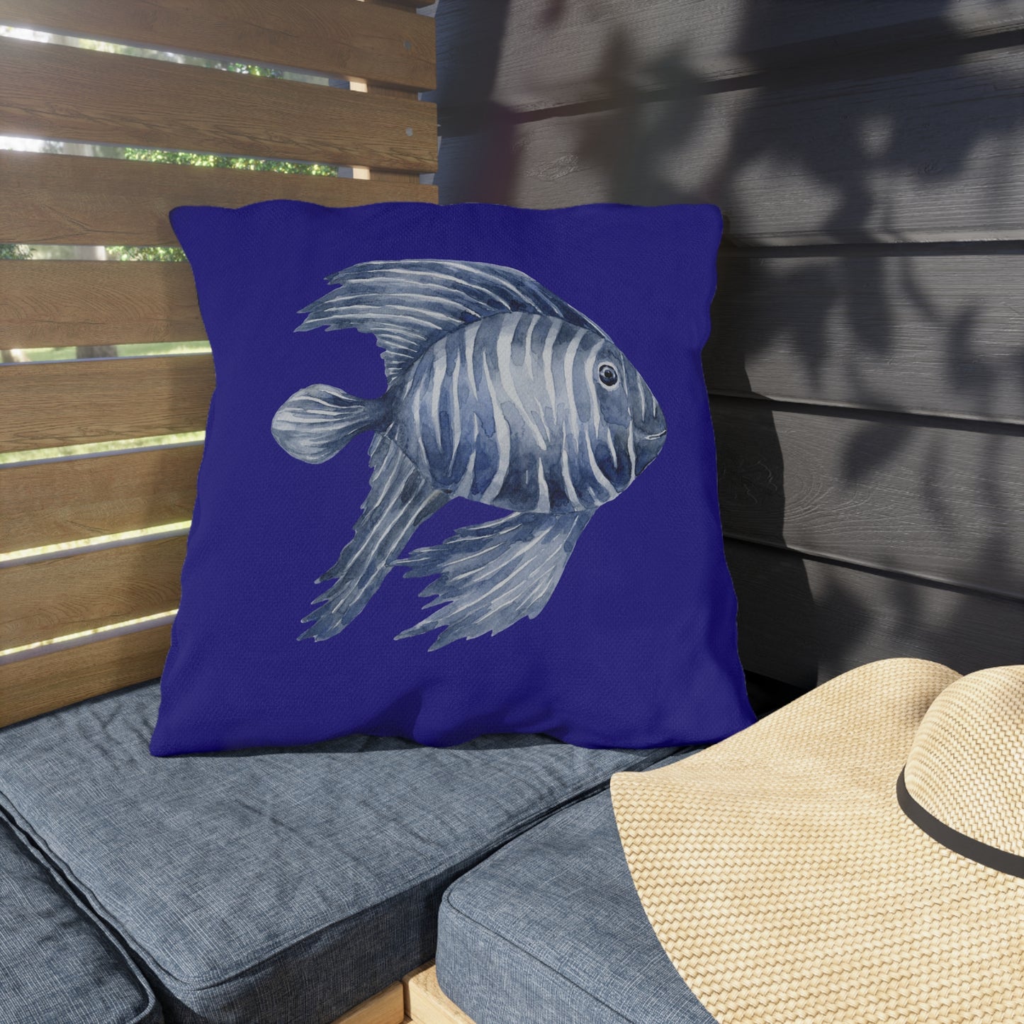 OUTDOOR PILLOW:  FLUFFY FISH DESIGN