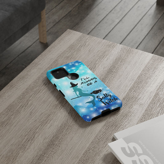 Mermaid witch design Google Pixel case with “I’ll Always Be a Salty Witch” quote – protective cover