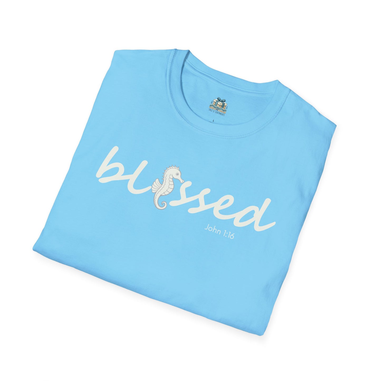 Blessed Seahorse Christian T-Shirt | Coastal Bible Verse Tee