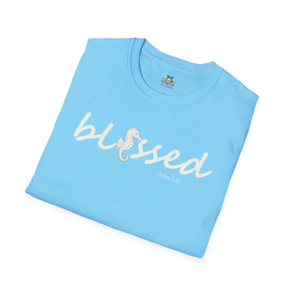 Blessed Seahorse Christian T-Shirt | Coastal Bible Verse Tee