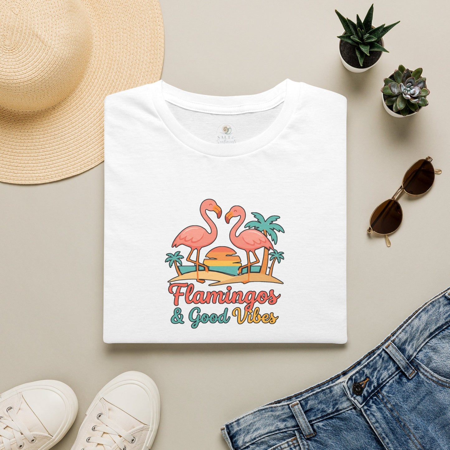 FLAMINGOS & GOOD VIBES TEE