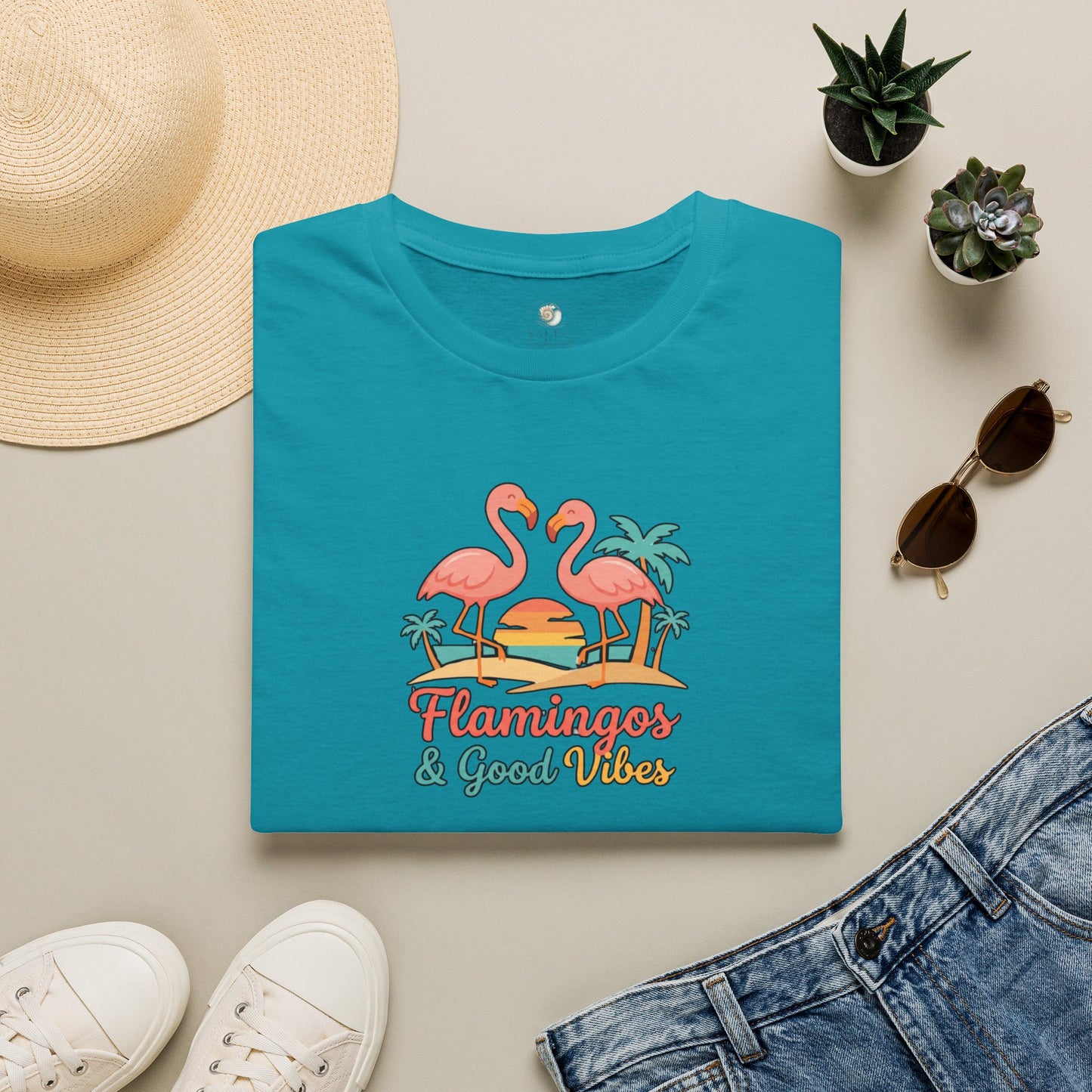 FLAMINGOS & GOOD VIBES TEE