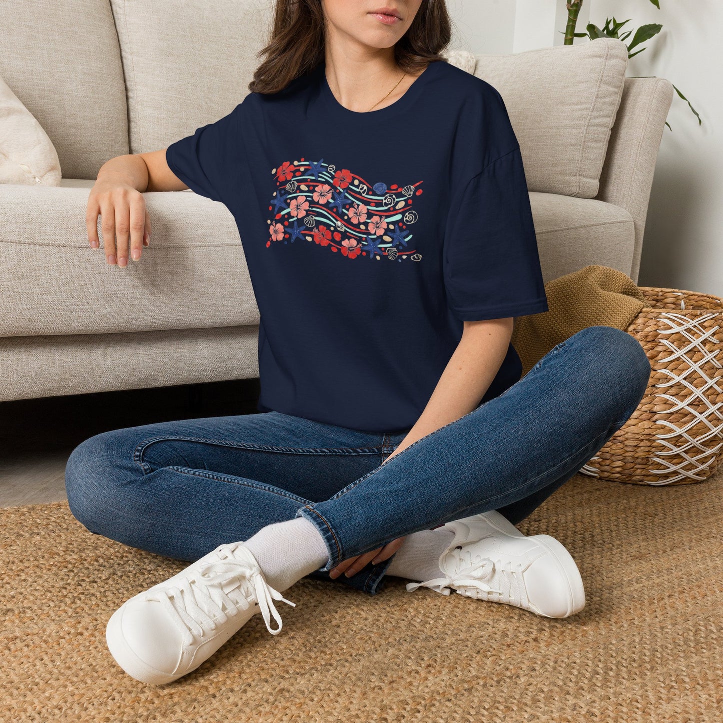 HIBISCUS, STARS & SHELLS TEE